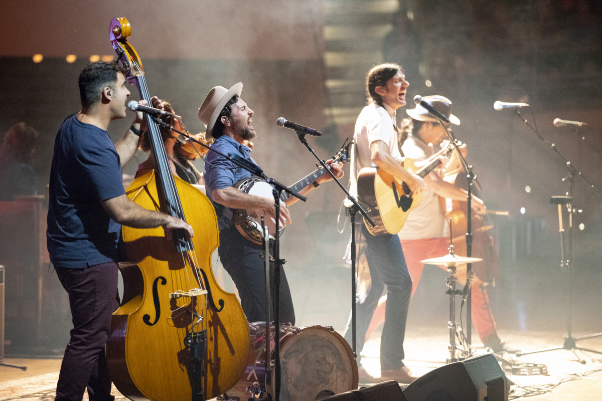 The Avett Brothers performing live on stage